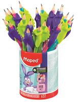 Handwriting learning graphite pencil with eraser, HB, triangular, with grip, MAPED “Kidy Learn”, assorted colors, 22 pcs