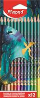 Colored pencil set, triangular, MAPED “Dragon”, 12 assorted colors