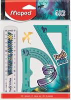 Ruler set, plastic, unbreakable, 3 pieces, MAPED “Dragon”