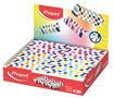 Checkerboard eraser display, MAPED “Checkerboards”, assorted designs