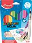 Aquarell felt pen set, 3,6 mm, with brush, MAPED "Color'Peps Aqua", 10 different colours