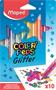 Fibrepen set, 2,8 mm, glitter, MAPED "Color`Peps Glitter", 10 different colours