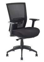Office chair, armrest, black fabric, mesh back, black base, MAYAH 