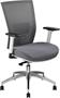 Office chair, armrest, ash grey fabric, mesh back, white base, aluminium base, MAYAH "Radar III"