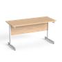 Office desk, grey metal leg, 140x70 cm, MAYAH "Freedom SV-26",  oak