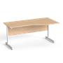 Office desk, curved, right, grey metal leg, 160x80 cm, MAYAH "Freedom SV-29",  oak