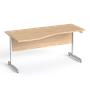 Office desk, curved, left, grey metal leg 160x80 cm, MAYAH "Freedom SV-30",  oak