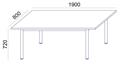 Meeting table, rectangular, gray metal leg, 80x190 cm, MAYAH 