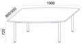 Meeting table, curved, gray metal leg, 80/95x190 cm, MAYAH 