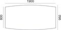 Meeting table, curved, gray metal leg, 80/95x190 cm, MAYAH 