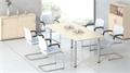 Meeting table, curved, gray metal leg, 80/95x190 cm, MAYAH 