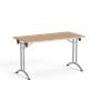 Meeting table, foldable metal legs, 130x65 cm, MAYAH "Freedom SV-93",  oak