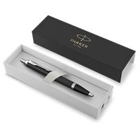 Ballpoint pen, retractable, silver colour clip, matt black body, PARKER, 