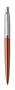 Ballpoint pen, 0.7 mm, silver colour clip, Chelsea orange body, PARKER "Royal Jotter", blue