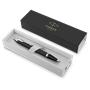 Ballpoint pen, retractable, silver colour clip, matt black body, PARKER, "Royal IM", blue