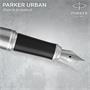 Fountain pen, silver colour clip, polished stainless steel barrel, PARKER 