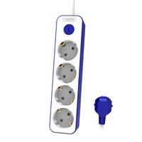 Extension lead, 4 sockets, 1,5 m cable, PHILIPS, white-blue
