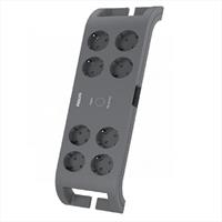 Extension lead, 8 sockets, surge-protect, 2 m cable, PHILIPS, dark grey