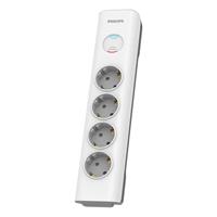 Extension lead, 4 sockets, surge-protect, 2 m cable, PHILIPS, white