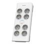 Extension lead, 8 sockets, surge-protect, 2 m cable, PHILIPS, white