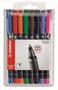 Permanent marker, 1 mm, STABILO "OHPen M", 8 different colours