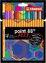 Fineliner, 0,4 mm, STABILO "Point 88 ARTY", 18 different colours