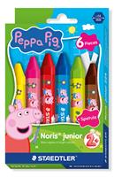 Wax crayons, hexagonal, jumbo, STAEDTLER “Noris® junior 224”, Peppa Pig, 6 colours