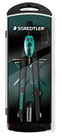 Precision compass set, 3-piece set, STAEDTLER “Norix® 555”, green