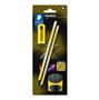 Graphite pencil set with sharpener and eraser, HB, STAEDTLER "Norix® 181", yellow