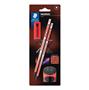 Graphite pencil set with sharpener and eraser, HB, STAEDTLER "Norix® 181", coral red