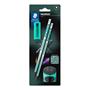 Set of graphite pencils with sharpener and eraser, HB, STAEDTLER "Norix® 181", French green