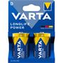 Battery, D, 2 pcs, plastic-free, VARTA "Longlife Power"