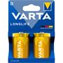 Battery, D, 2 pcs, plastic-free, VARTA "Longlife"