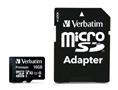 Memory card, microSDHC, 16GB, CL10/U1, 45/10 MB/s, adapter, VERBATIM 