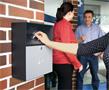 Ash bin for wall, steel, 6 openings, with rain roof protection, WEDO, grey/black