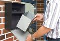 Ash bin for wall, steel, 6 openings, with rain roof protection, WEDO, grey/black
