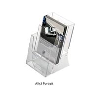 Leaflet holder, desktop/wall-mounted, 3 compartments, A5
