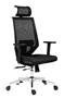 Office chair, black mesh back, black seat, chrome base, "Edge"