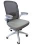 Office chair, grey mesh back, grey seat, white plastic base, "Kea"