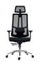 Office chair, black mesh back, black seat, adjustable headrest, chrome base, "Ruben"