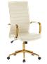 Office chair, PU leather, chromed golden base, "Golden 6", beige