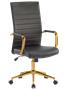 Office chair, PU leather, chromed golden base, "Golden 6", black