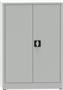 Metal cabinet, strong steel, with two doors, two shelves, 115x80x40 cm, grey