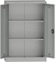 Metal cabinet, strong steel, with two doors, two shelves, 115x80x40 cm, grey