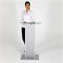 Speaker's lectern, glass top, with front panel, 111 cm