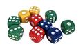 Dice, plastic, colorful, 10 pcs