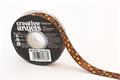 Satin ribbon, 15 mm x 22 m, bronz with assorted dots