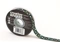 Satin ribbon, 15 mm x 22 m, dark green with assorted dots
