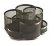 Stationery holder, 7 compartments, metal mesh, pivotable, black