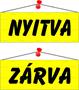 Information board, 22x8,5 cm, kétoldalas, "Nyitva/Zárva", yellow